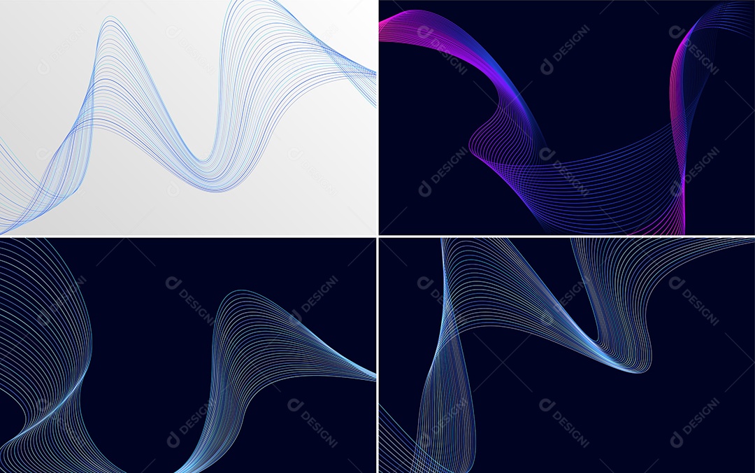 Conjunto de Ondas Sonoras Coloridas Dinâmicas De Linhas Mínimas Vetor EPS