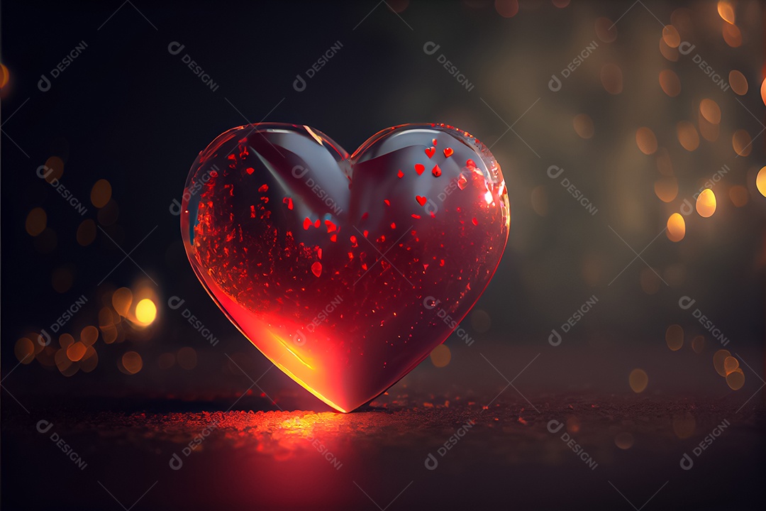 Conceito de coração, amor, dia dos namorados. 12 de junho. Renderização