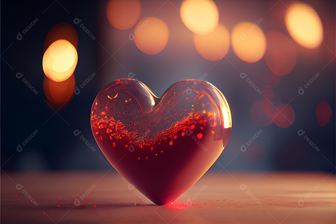 Conceito de coração, amor, dia dos namorados. 12 de junho. Renderização