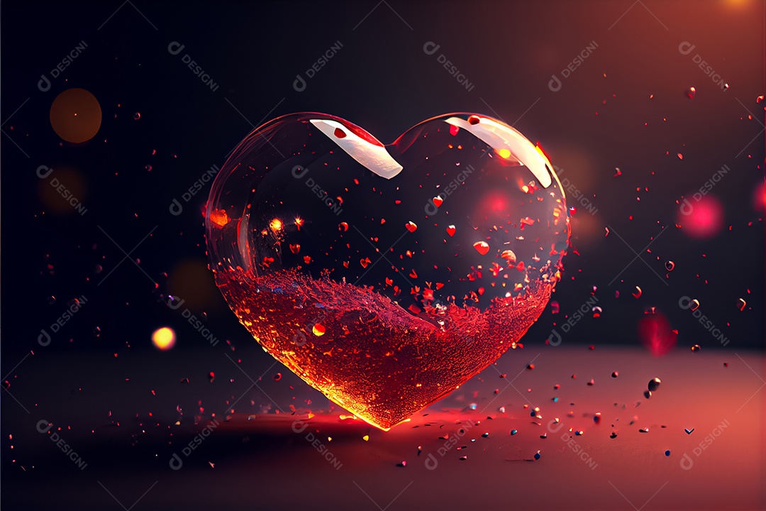 Conceito de coração, amor, dia dos namorados. 12 de junho. Renderização