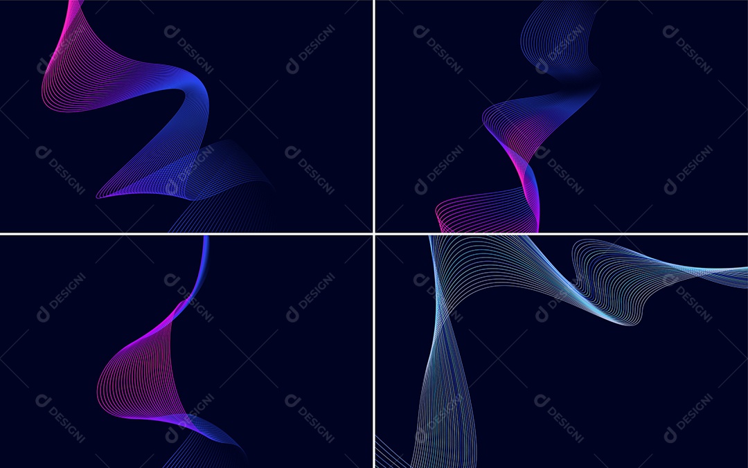 Conjunto de Ondas Sonoras Coloridas Dinâmicas De Linhas Mínimas Vetor EPS