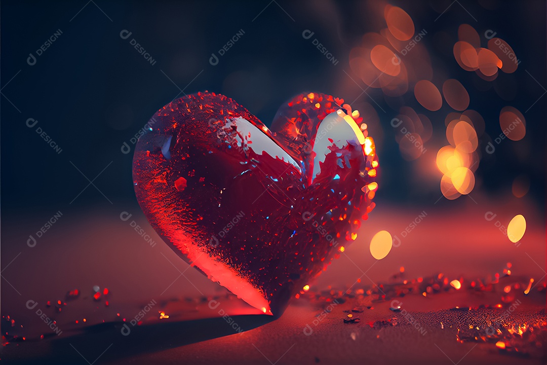 Conceito de coração, amor, dia dos namorados. 12 de junho. Renderização