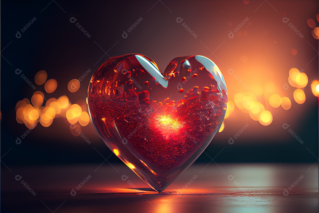 Conceito de coração, amor, dia dos namorados. 12 de junho. Renderização