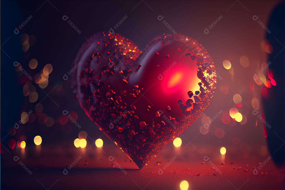 Conceito de coração, amor, dia dos namorados. 12 de junho. Renderização