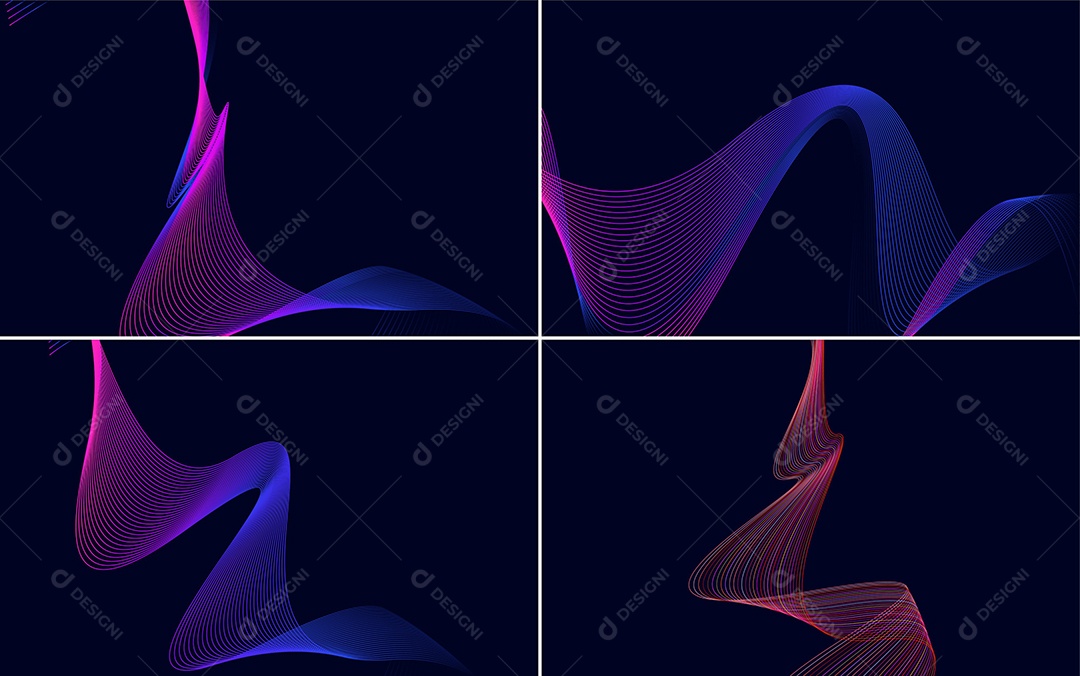 Conjunto de Ondas Sonoras Coloridas Dinâmicas De Linhas Mínimas Vetor EPS