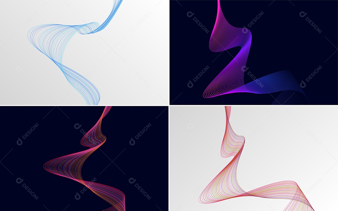 Conjunto de Ondas Sonoras Coloridas Dinâmicas De Linhas Mínimas Vetor EPS