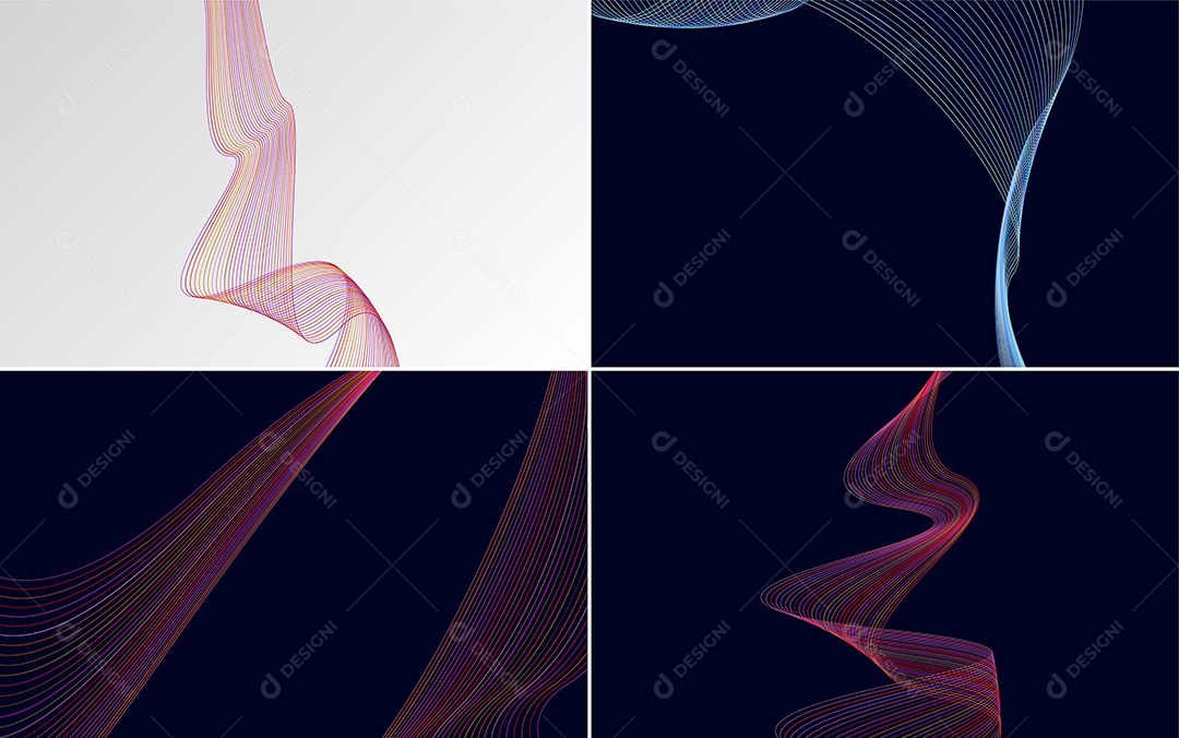 Conjunto de Ondas Sonoras Coloridas Dinâmicas De Linhas Mínimas Vetor EPS