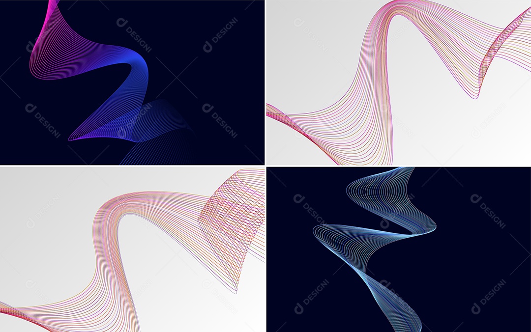 Conjunto de Ondas Sonoras Coloridas Dinâmicas De Linhas Mínimas Vetor EPS