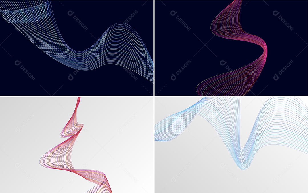 Conjunto de Ondas Sonoras Coloridas Dinâmicas De Linhas Mínimas Vetor EPS