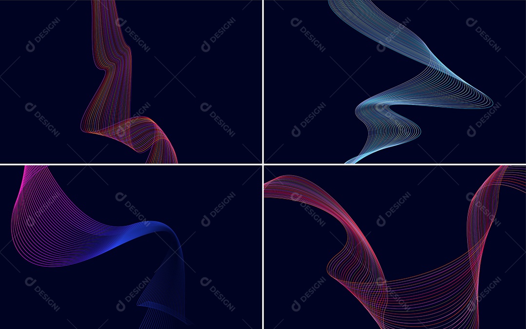 Conjunto de Ondas Sonoras Coloridas Dinâmicas De Linhas Mínimas Vetor EPS