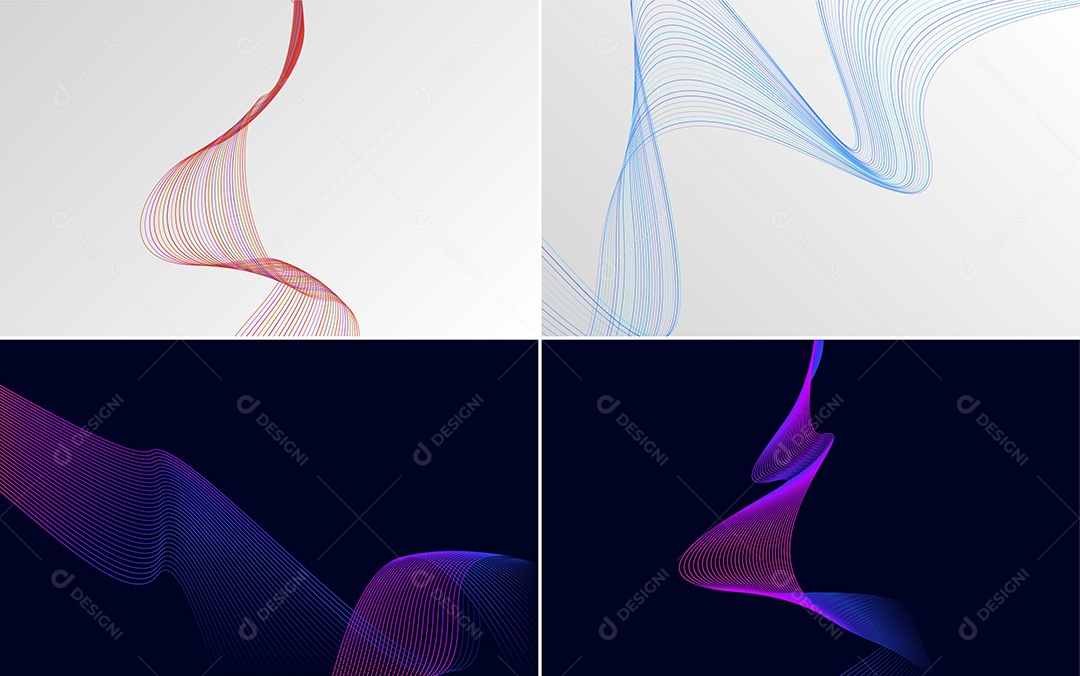 Conjunto de Ondas Sonoras Coloridas Dinâmicas De Linhas Mínimas Vetor EPS