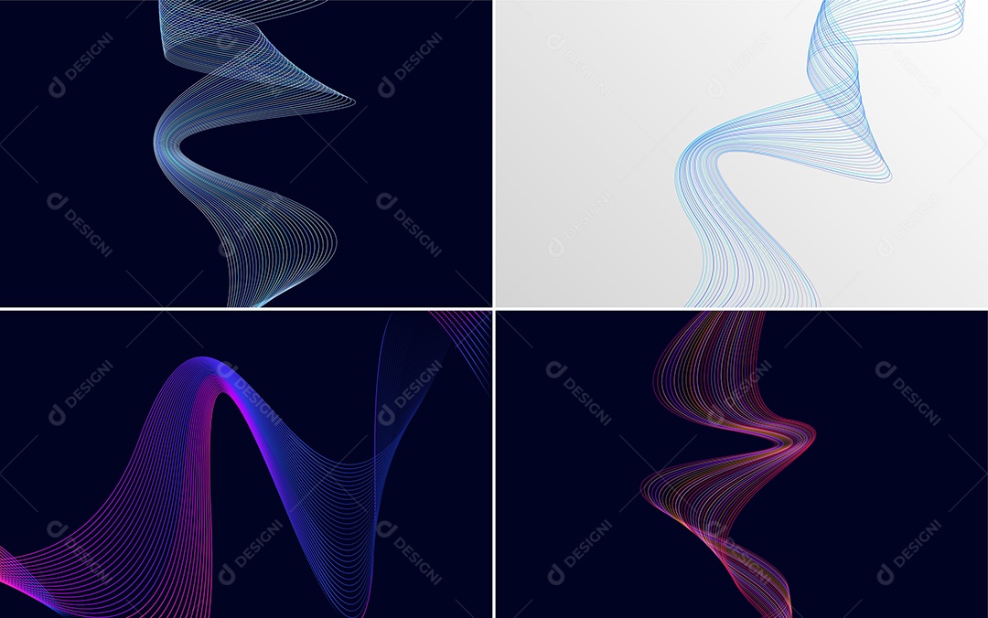 Conjunto de Ondas Sonoras Coloridas Dinâmicas De Linhas Mínimas Vetor EPS