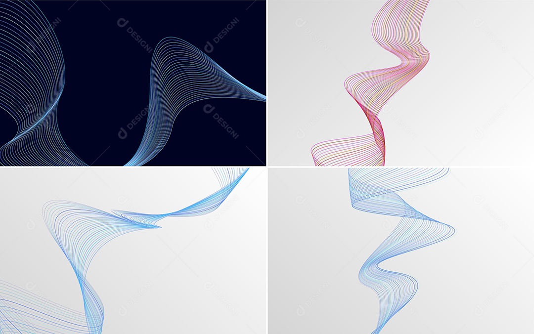 Conjunto de Ondas Sonoras Coloridas Dinâmicas De Linhas Mínimas Vetor EPS