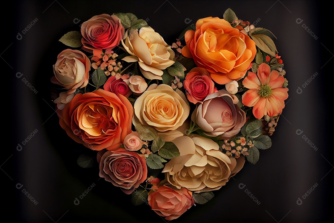 Forma de coração, amor, renderização realista do dia dos namorados