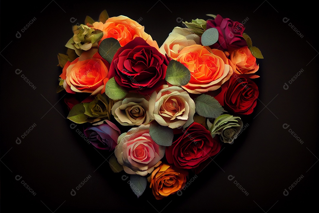 Forma de coração, amor, renderização realista do dia dos namorados