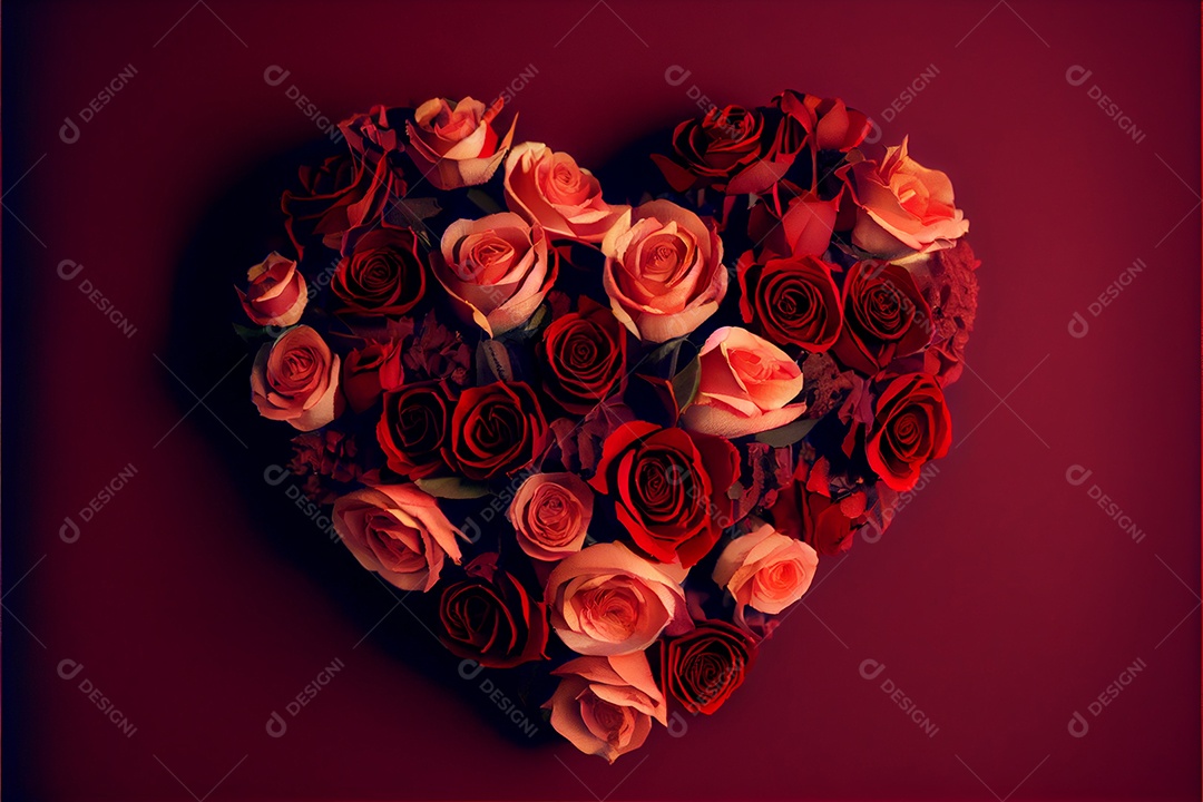 Forma de coração, amor, renderização realista do dia dos namorados