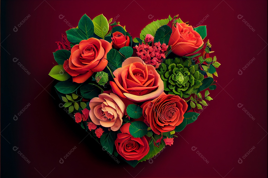 Forma de coração, amor, renderização realista do dia dos namorados