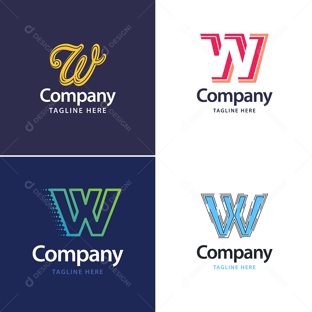 Logo W Personalizada Logotipos Modernos EPS