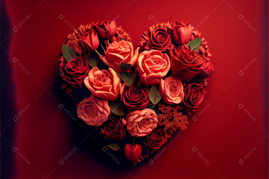 Forma de coração, amor, renderização realista do dia dos namorados