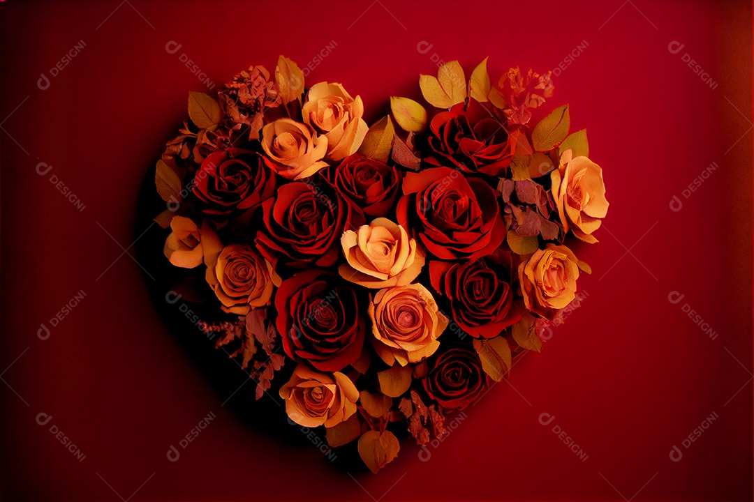 Forma de coração, amor, renderização realista do dia dos namorados