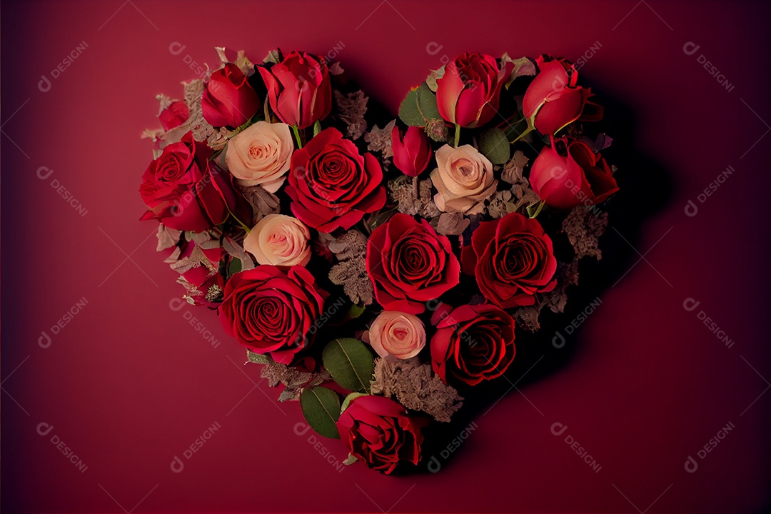 Forma de coração, amor, renderização realista do dia dos namorados