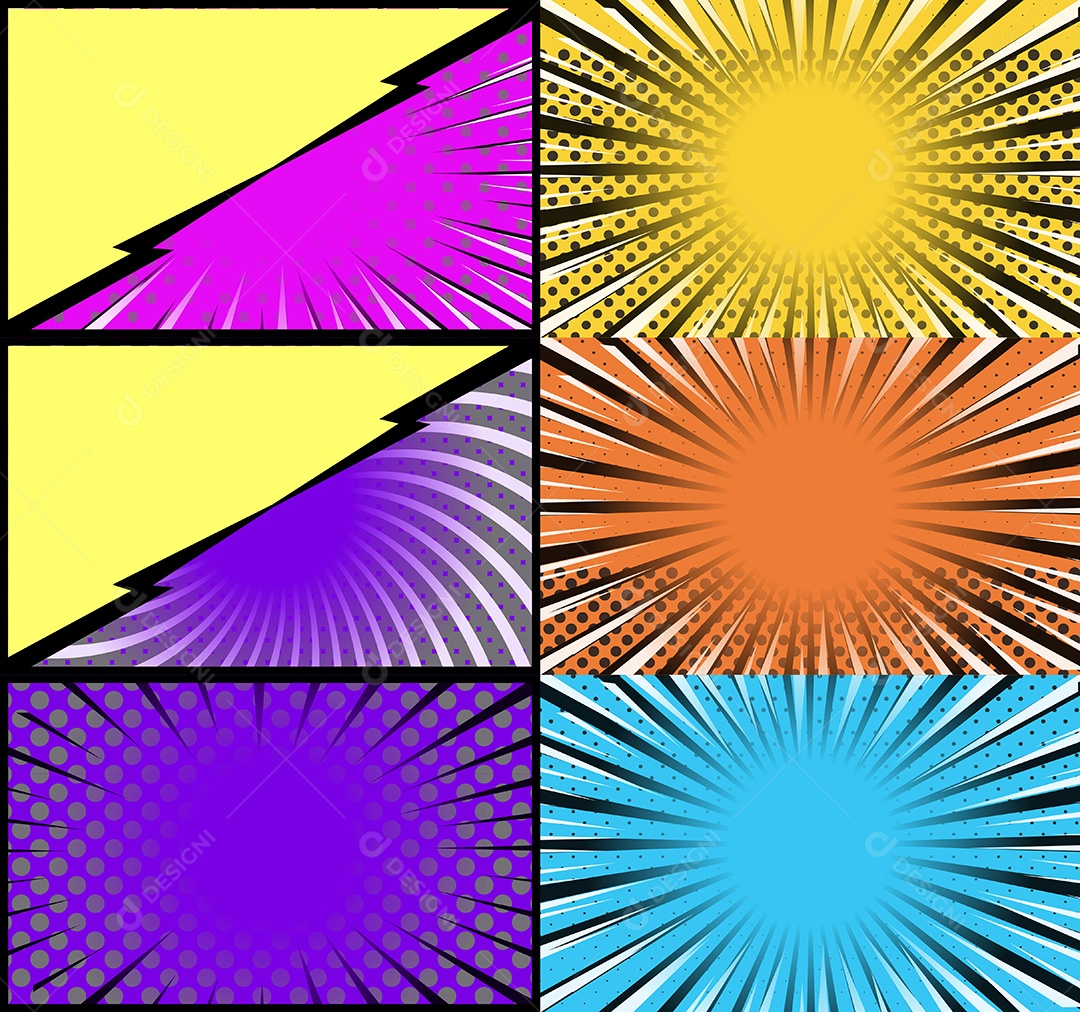 Vetor Retrô de Fundo em Quadrinhos Colorida Vetor EPS