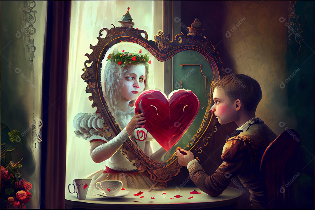 Conceito de coração, amor, dia dos namorados.12 de junho Renderização. Realista.