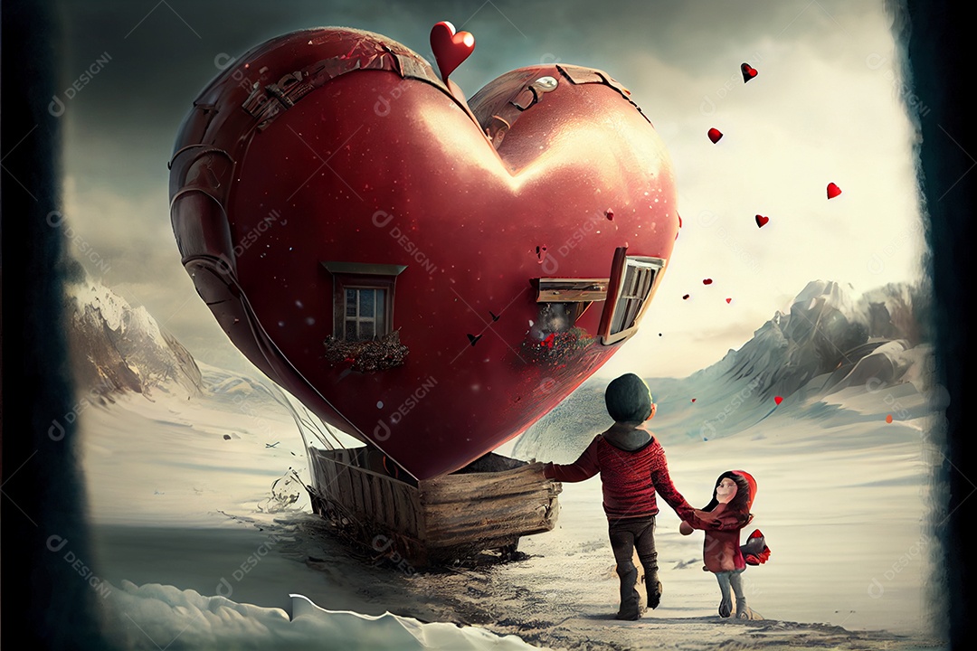 Conceito de coração, amor, dia dos namorados.12 de junho Renderização. Realista.