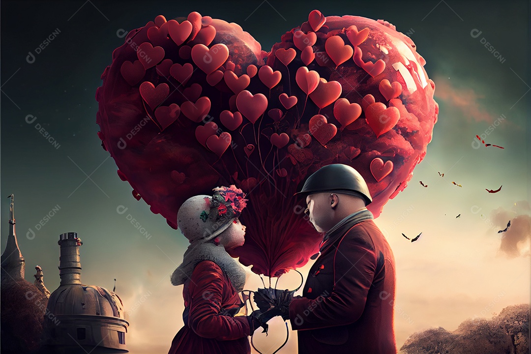 Conceito de coração, amor, dia dos namorados.12 de junho Renderização. Realista.