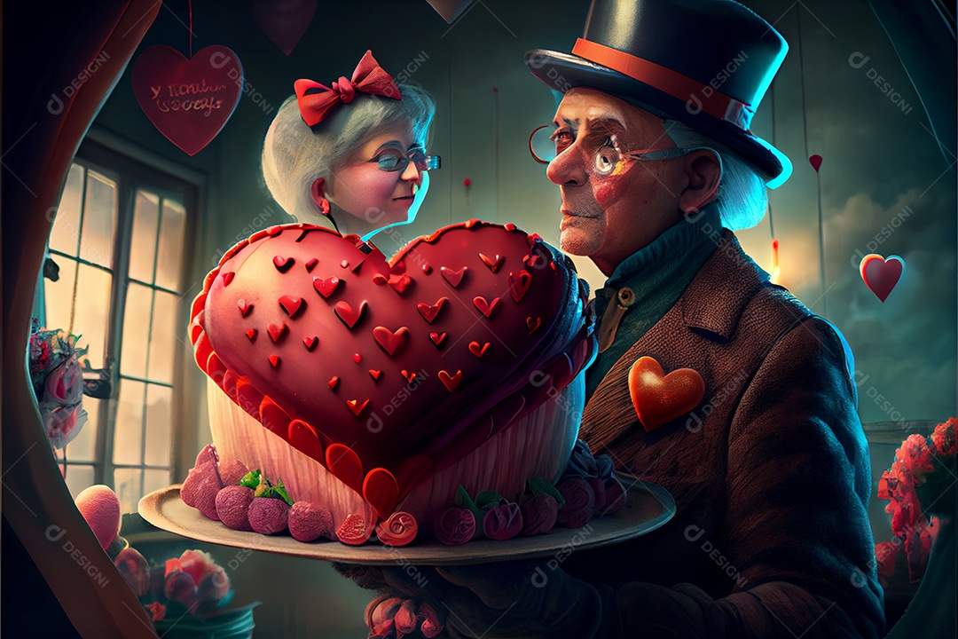 Conceito de coração, amor, dia dos namorados.12 de junho Renderização. Realista.