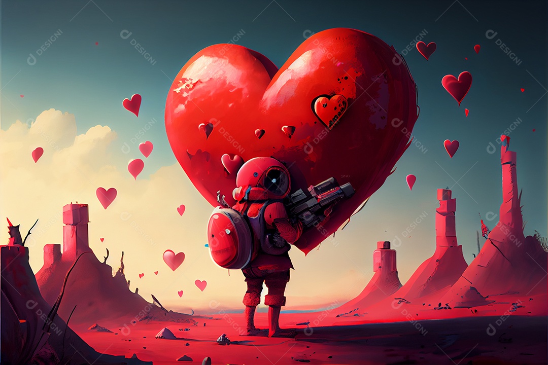 Conceito de coração, amor, dia dos namorados.12 de junho Renderização. Realista.