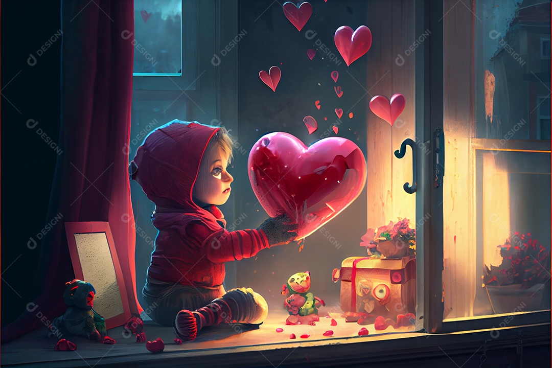 Conceito de coração, amor, dia dos namorados.12 de junho Renderização. Realista.