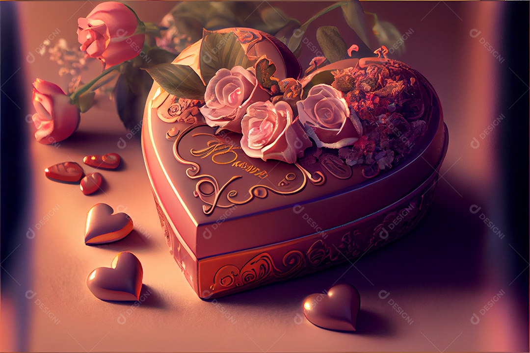 Conceito de coração, amor, dia dos namorados.12 de junho Renderização. Realista.