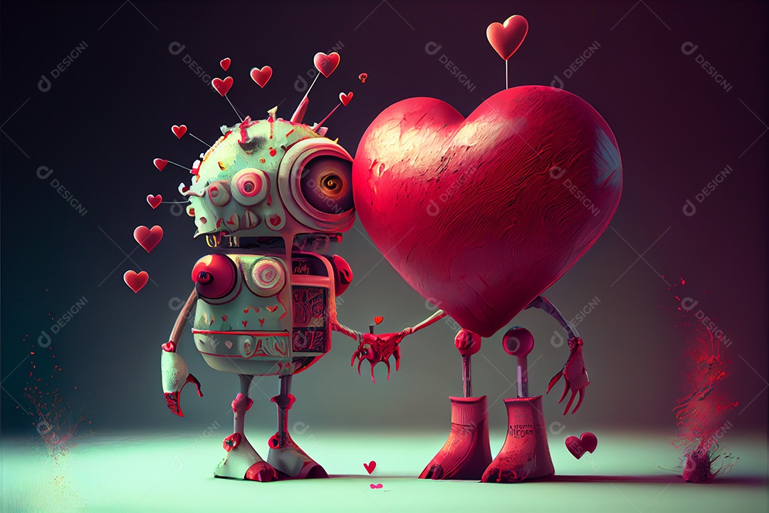 Conceito de coração, amor, dia dos namorados.12 de junho Renderização. Realista.