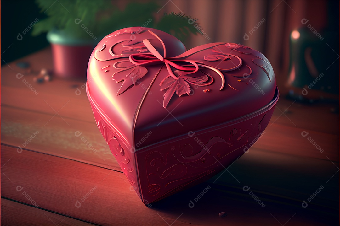 Conceito de coração, amor, dia dos namorados.12 de junho Renderização. Realista.