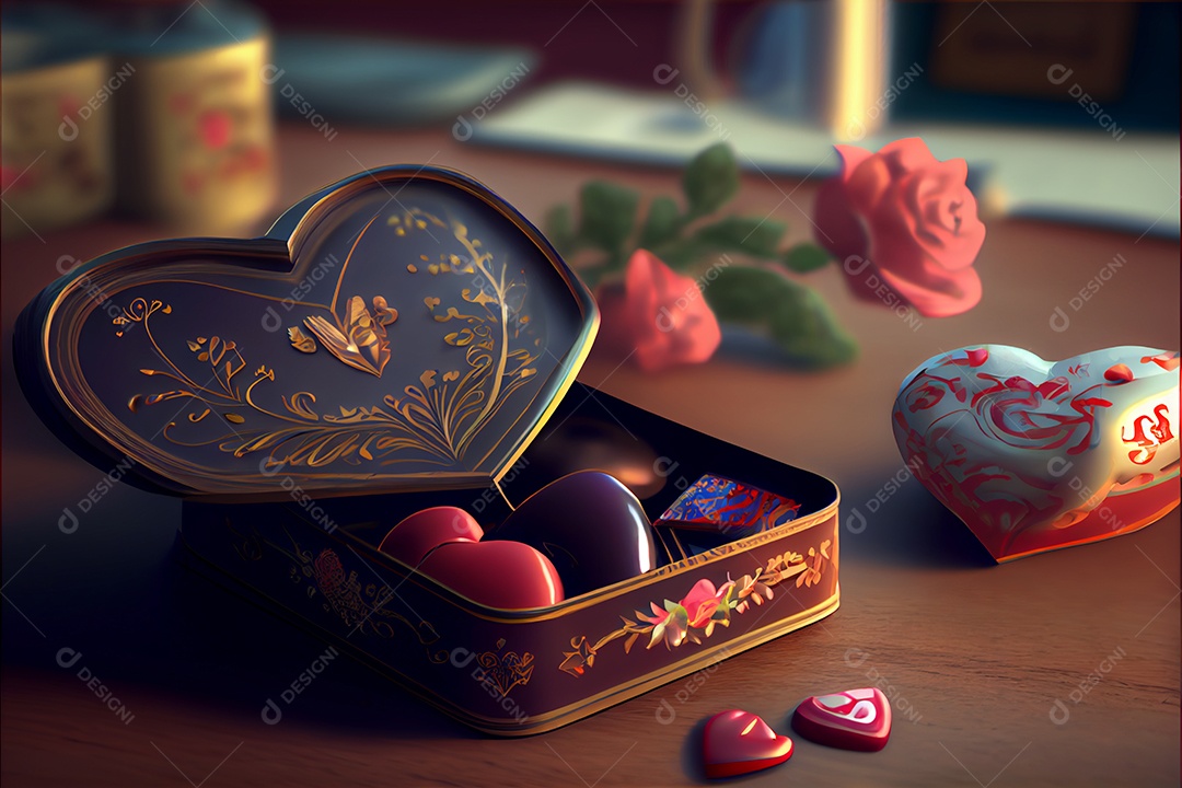 Conceito de coração, amor, dia dos namorados.12 de junho Renderização. Realista.