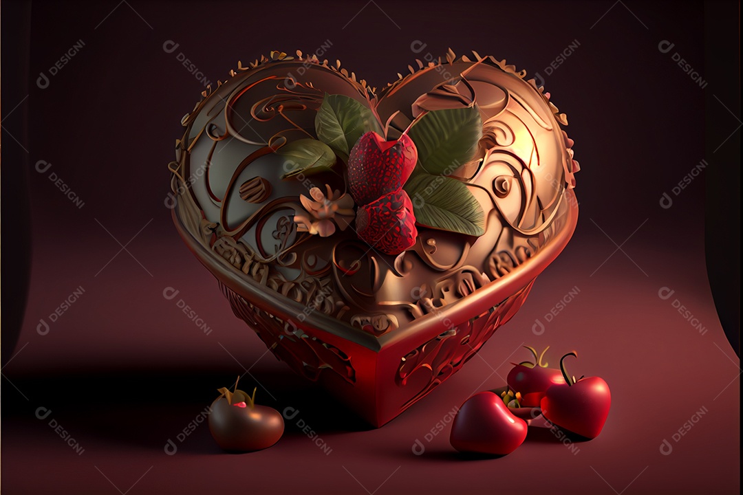 Conceito de coração, amor, dia dos namorados.12 de junho Renderização. Realista.