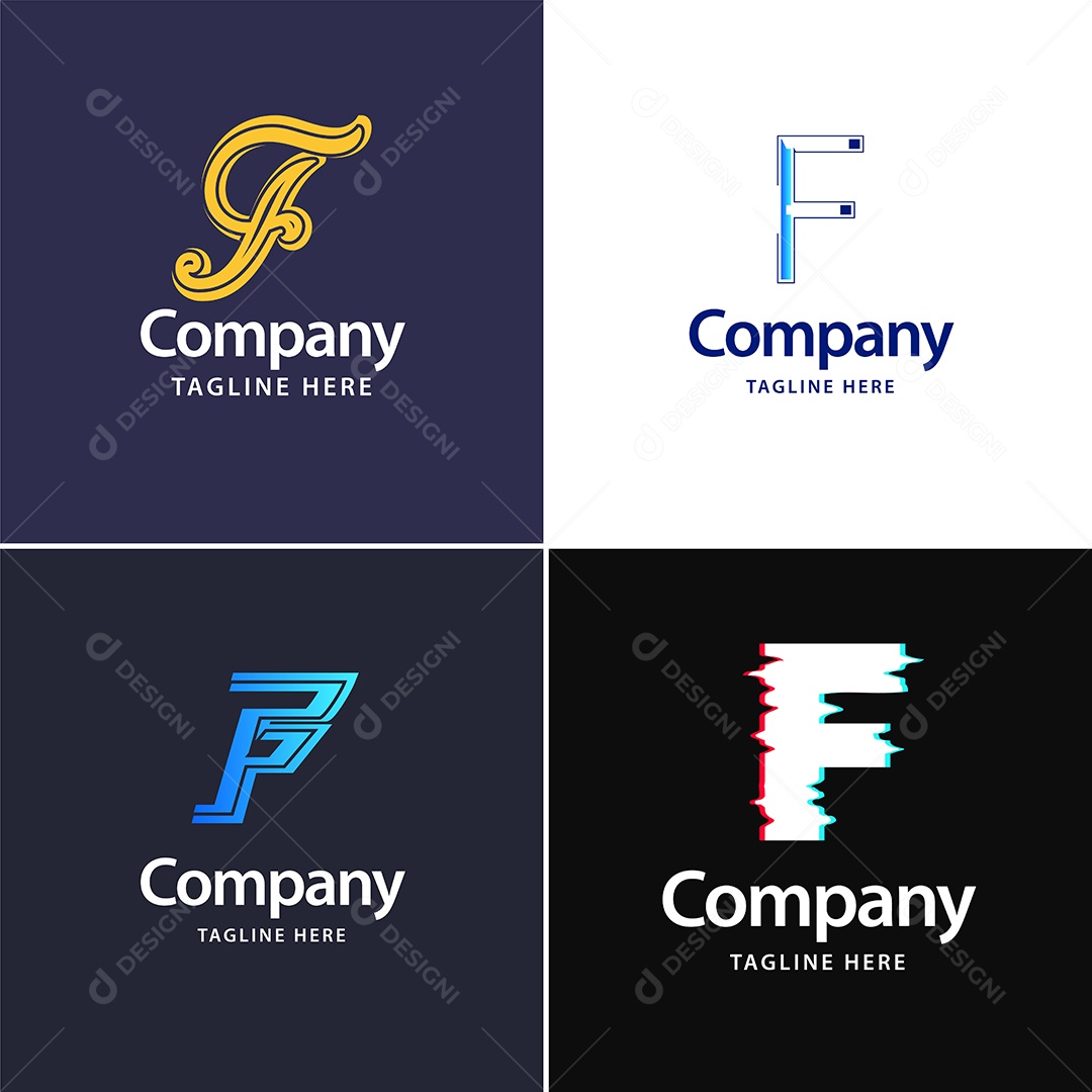 Logo F Personalizada Logotipos Modernos EPS