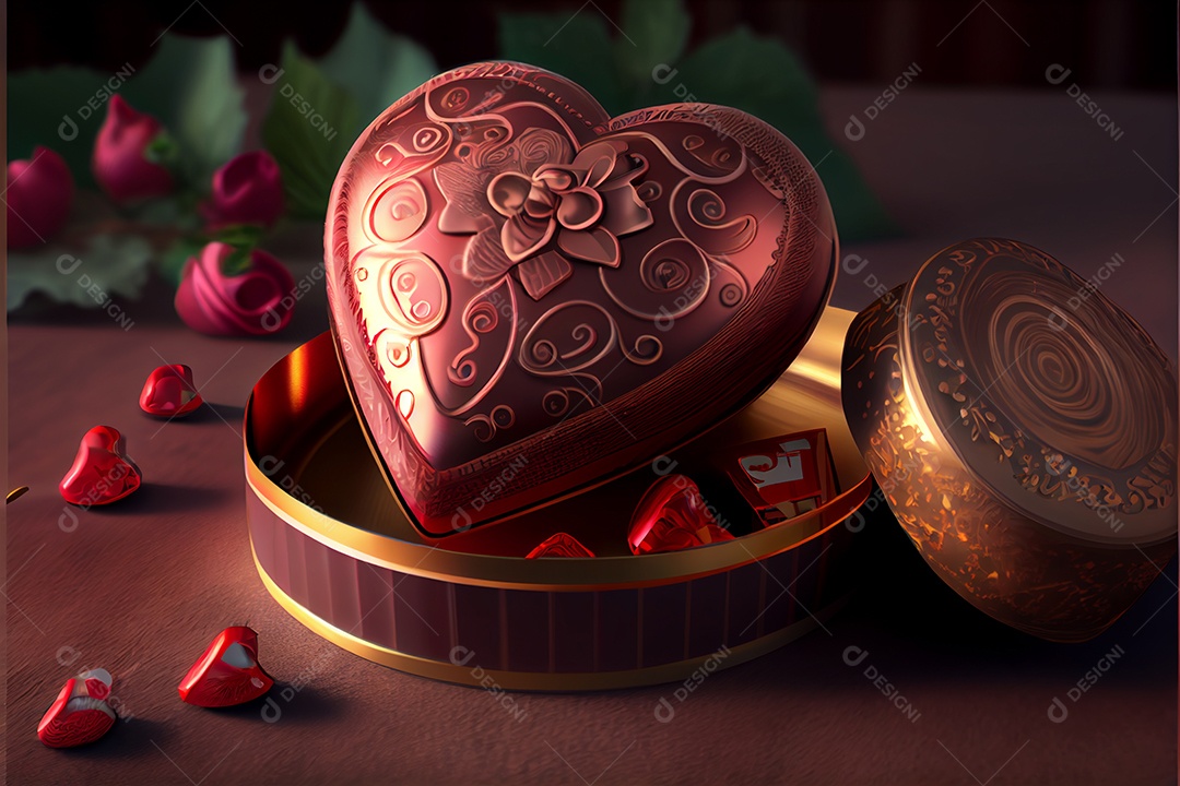 Conceito de coração, amor, dia dos namorados.12 de junho Renderização. Realista.