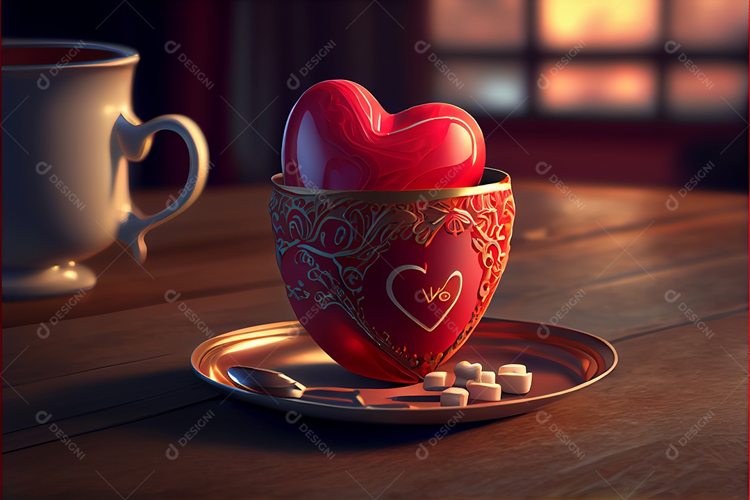 Conceito de coração, amor, dia dos namorados.12 de junho Renderização. Realista.