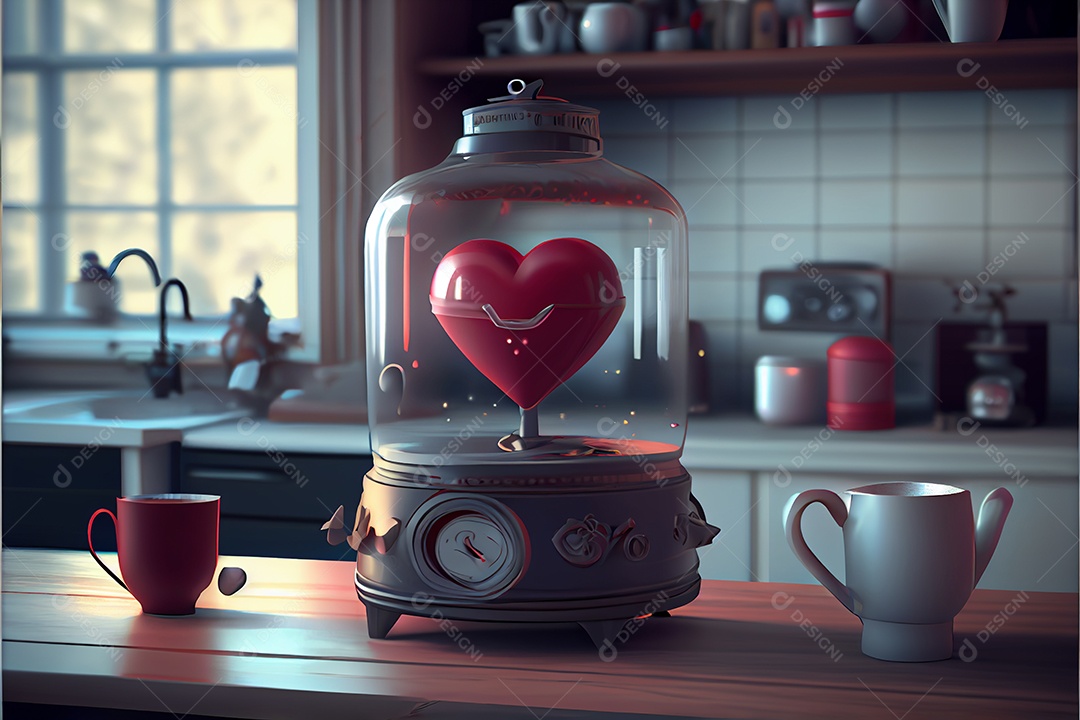 Conceito de coração, amor, dia dos namorados.12 de junho Renderização. Realista.