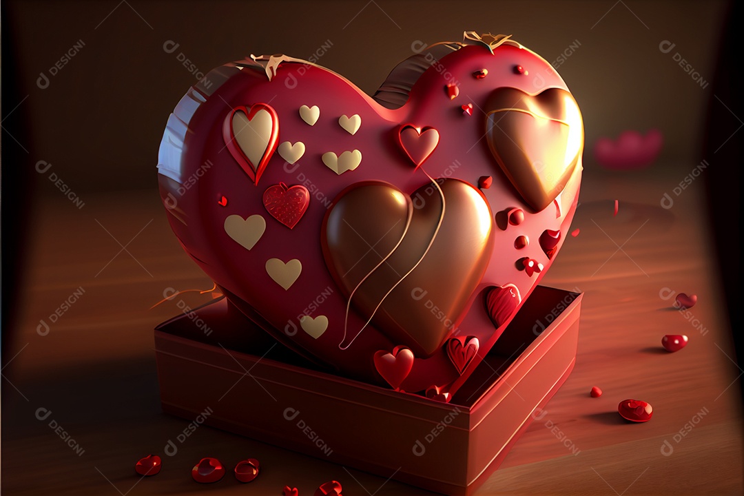 Conceito de coração, amor, dia dos namorados.12 de junho Renderização. Realista.