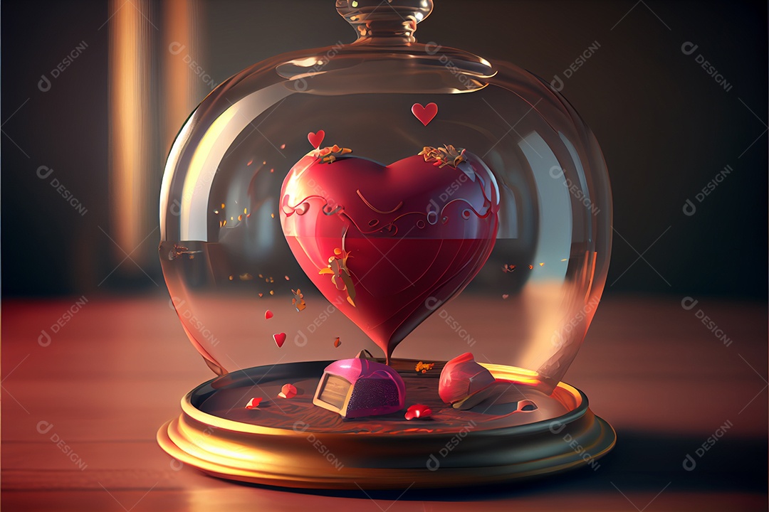 Conceito de coração, amor, dia dos namorados.12 de junho Renderização. Realista.