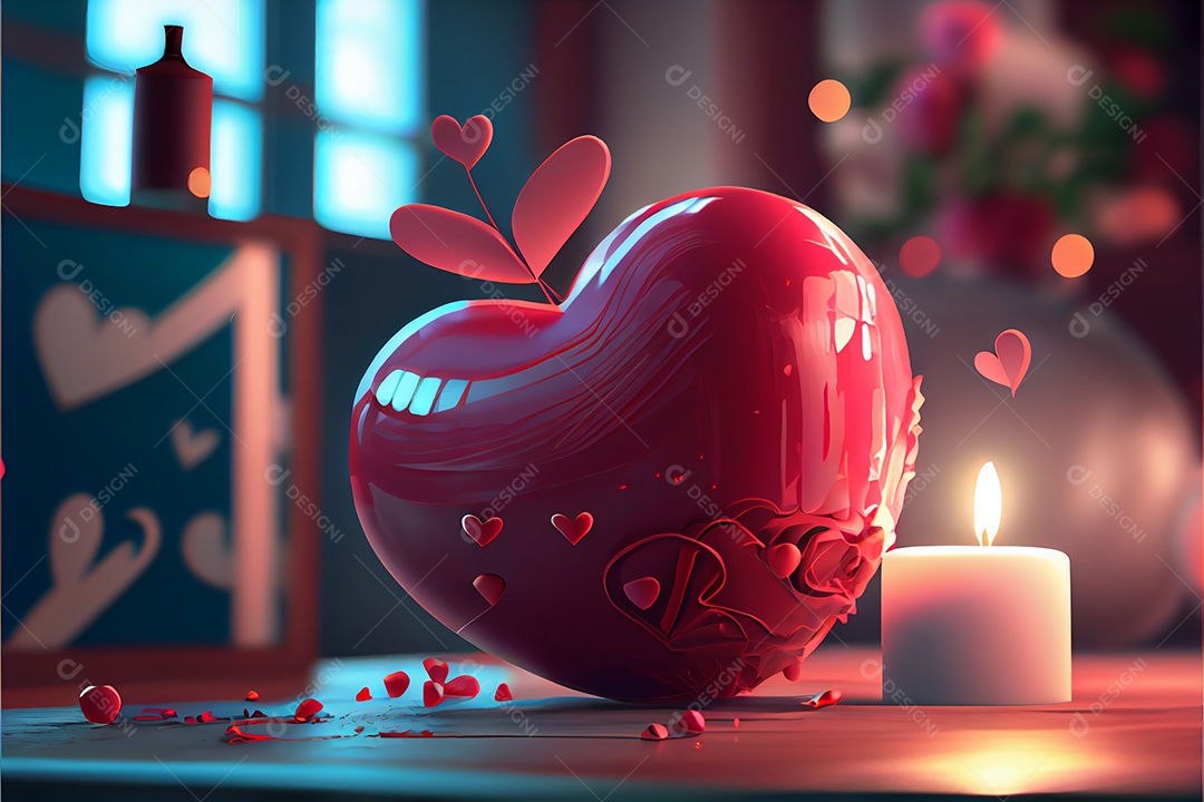 Conceito de coração, amor, dia dos namorados.12 de junho Renderização. Realista.