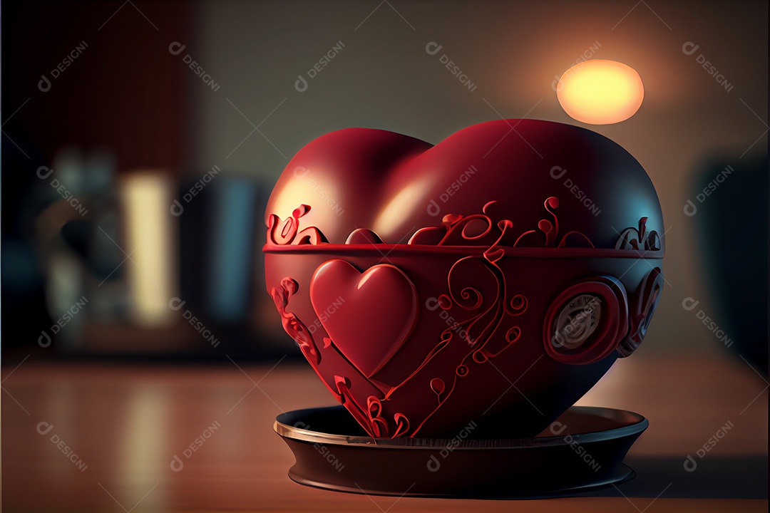 Conceito de coração, amor, dia dos namorados.12 de junho Renderização. Realista.