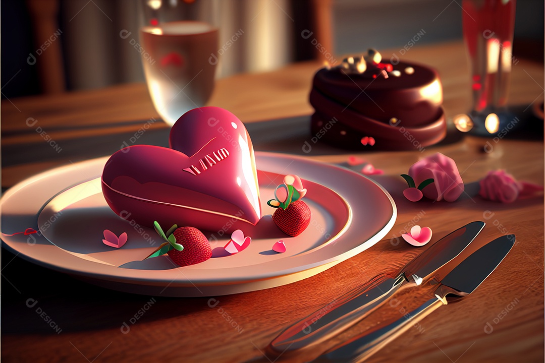 Conceito de coração, amor, dia dos namorados.12 de junho Renderização. Realista.