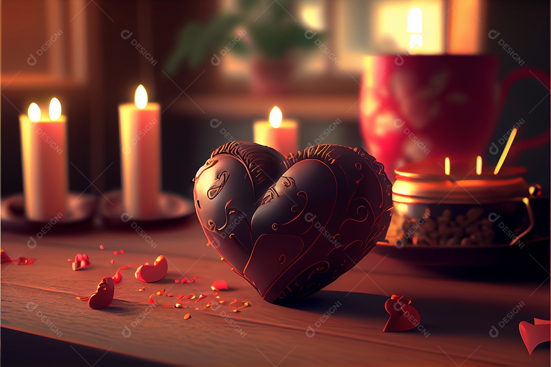 Conceito de coração, amor, dia dos namorados.12 de junho Renderização. Realista.