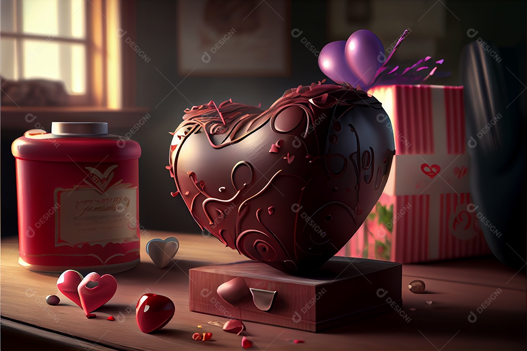 Amor rosa representativo, dia dos namorados 12 de junho renderizar realista