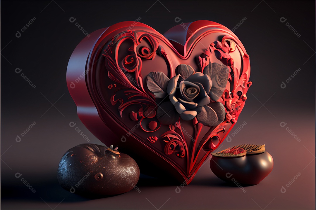 Amor rosa representativo, dia dos namorados 12 de junho renderizar realista