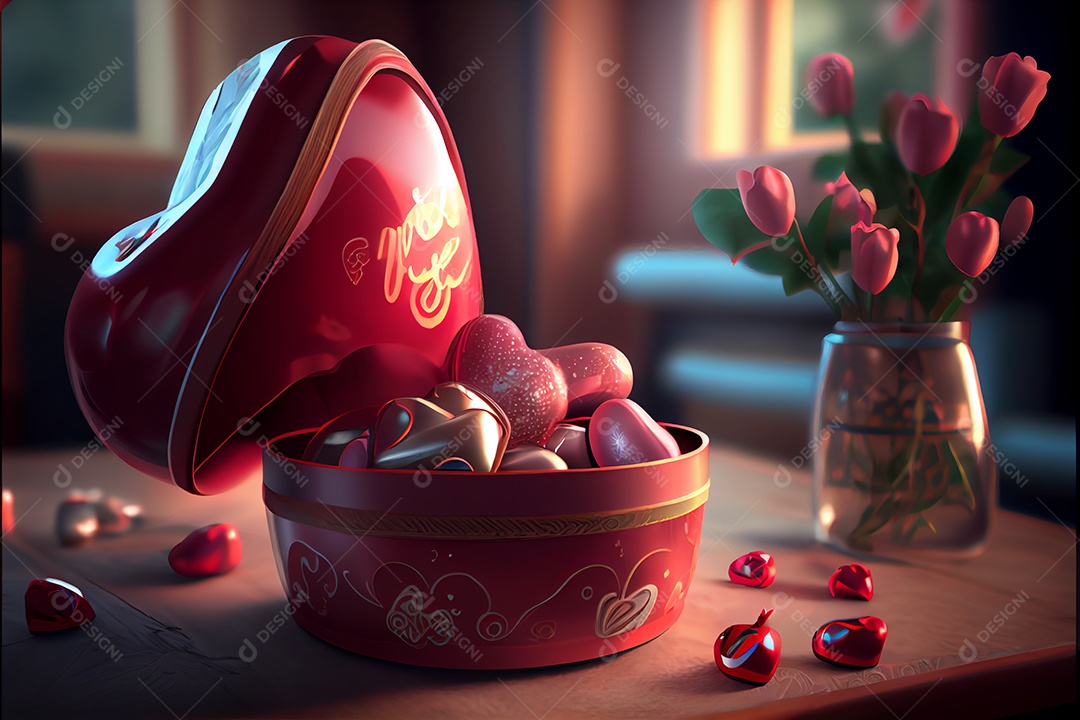 Amor rosa representativo, dia dos namorados 12 de junho renderizar realista